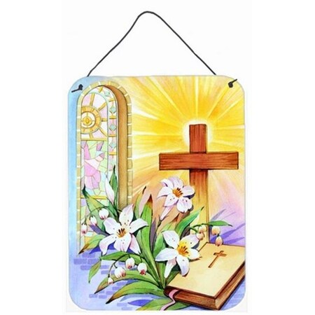 Carolines Treasures Carolines Treasures APH5433DS1216 Easter Cross & Bible in Stain Glass Window Wall or Door Hanging Prints APH5433DS1216
